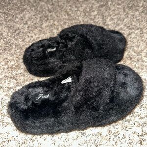 Pink Victoria’s Secret Faux Fur Platform Slippers